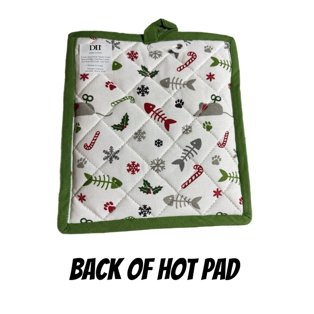Merry Catmas Buffalo Plaid 28 x 18 Dish Towel and Cotton Potholder Gift Set - Picture 3 of 3